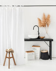 Linen shower curtain panel with tie top (1 pcs)