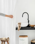 Linen shower curtain panel with tie top (1 pcs)