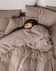 Mocha linen duvet cover