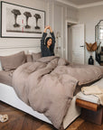 Mocha linen duvet cover