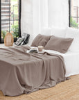 Mocha linen flat sheet