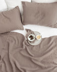 Mocha linen flat sheet
