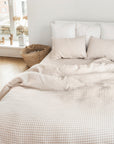 Natural gingham linen pillowcase