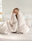 Natural gingham linen pillowcase