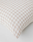 Natural gingham linen pillowcase