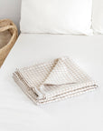 Natural gingham linen flat sheet