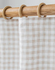 Pencil pleat linen curtain panel (1 pcs) in Natural gingham