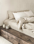 Natural linen fitted sheet