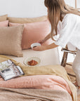 Natural linen fitted sheet