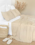 Natural linen flat sheet