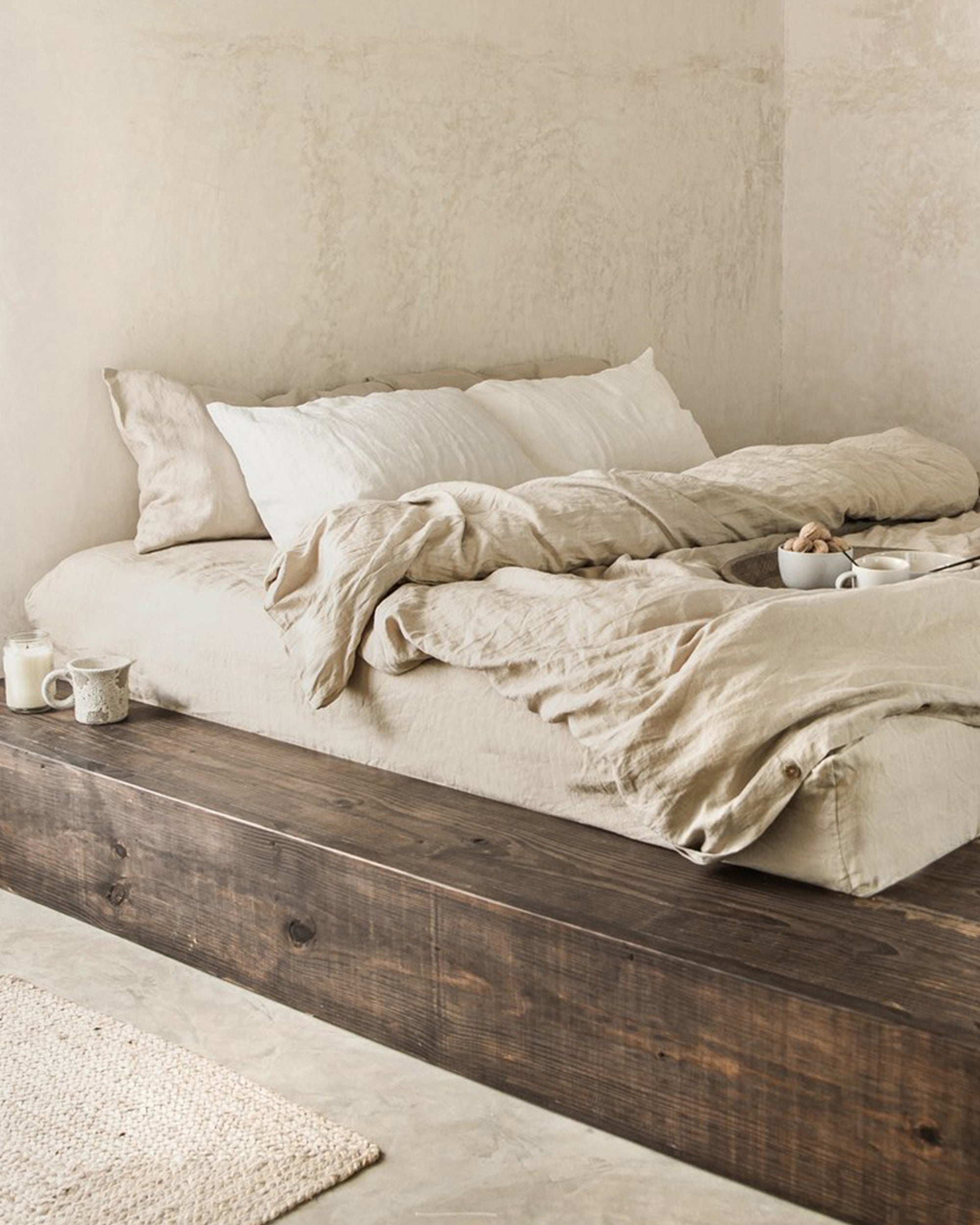Natural linen flat sheet