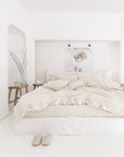 Striped in natural linen duvet cover
