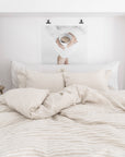 Striped in natural linen duvet cover