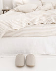 Striped in natural linen duvet cover