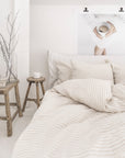 Striped in natural linen duvet cover