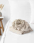 Striped in natural linen fitted sheet