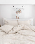 Striped in natural linen fitted sheet