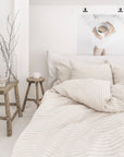Striped in natural linen fitted sheet
