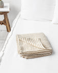 Striped in natural linen flat sheet