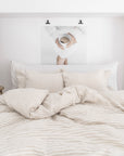 Striped in natural linen flat sheet