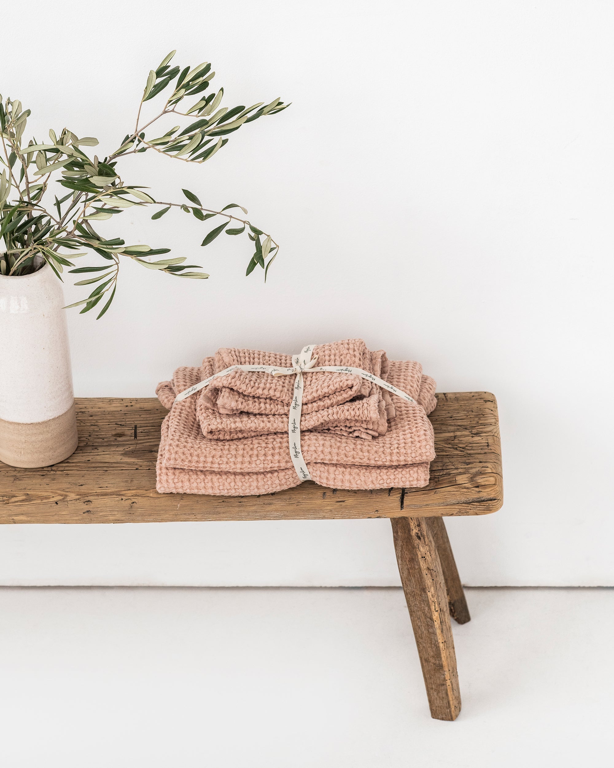 Peach waffle towel set (3 pcs)