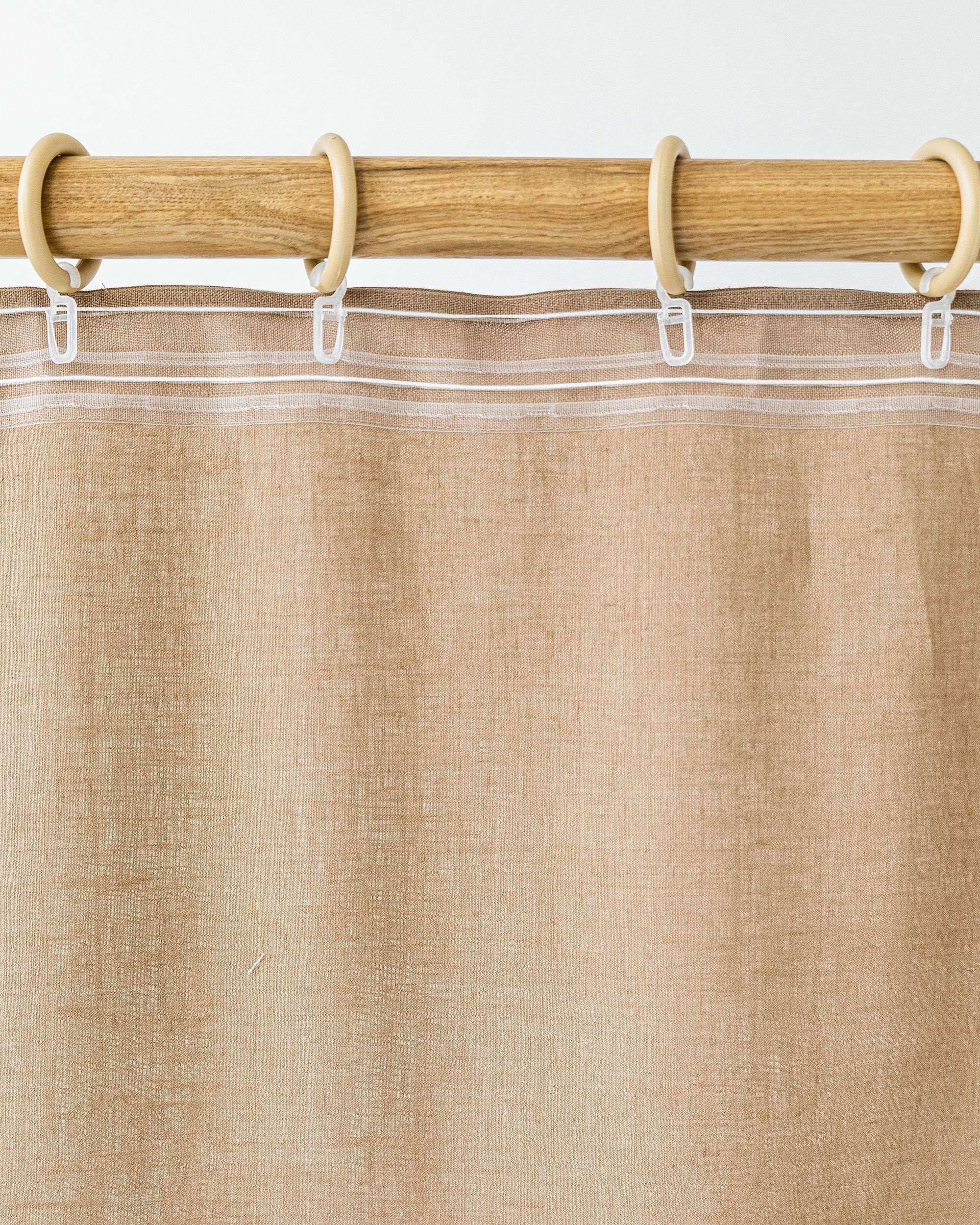 Pencil pleat linen curtain panel (1 pcs) in Latte