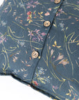 Pillow cover with buttons in Wildflowers print on deep navy blue