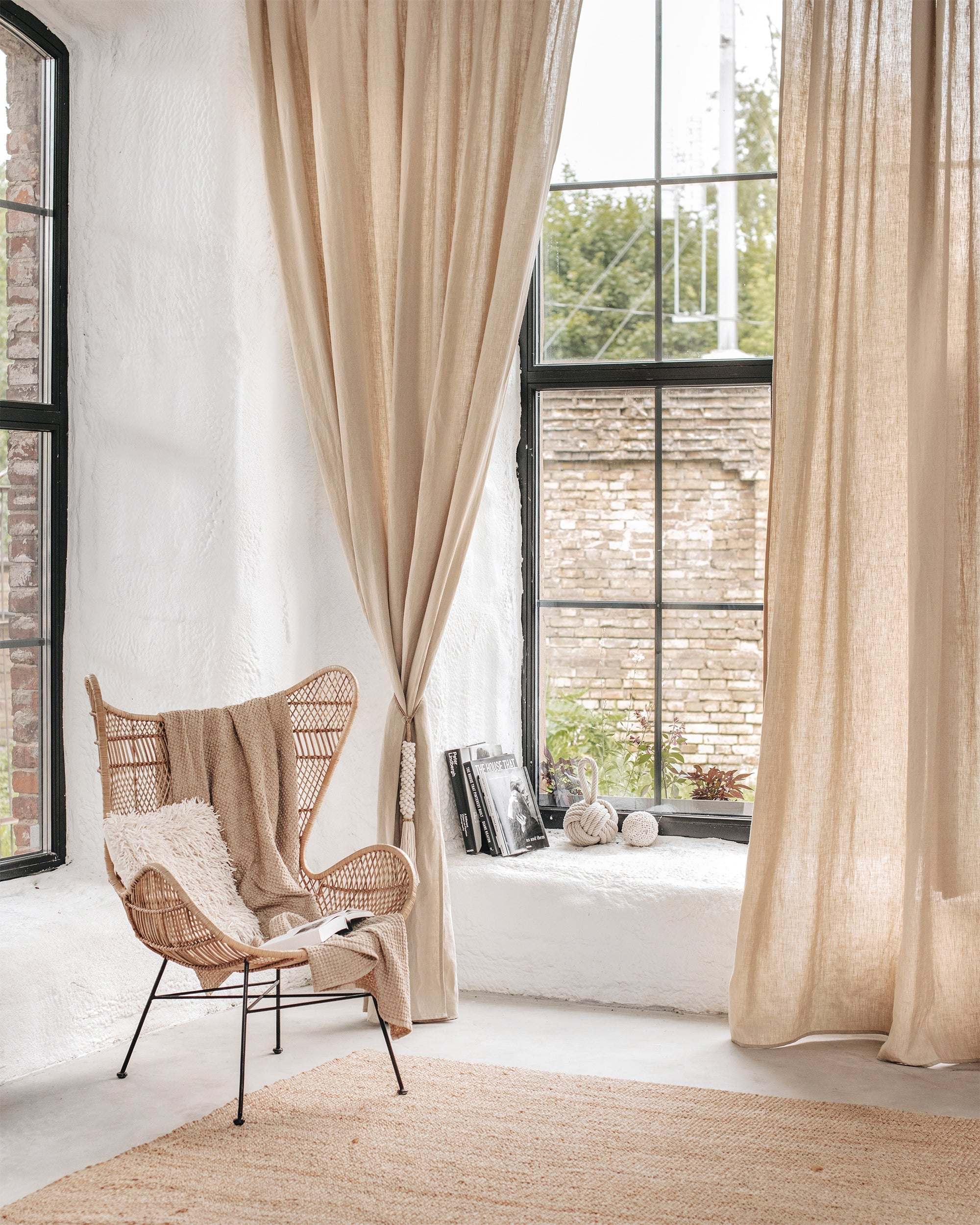 Rod pocket linen curtain panel (1 pcs) in Natural linen