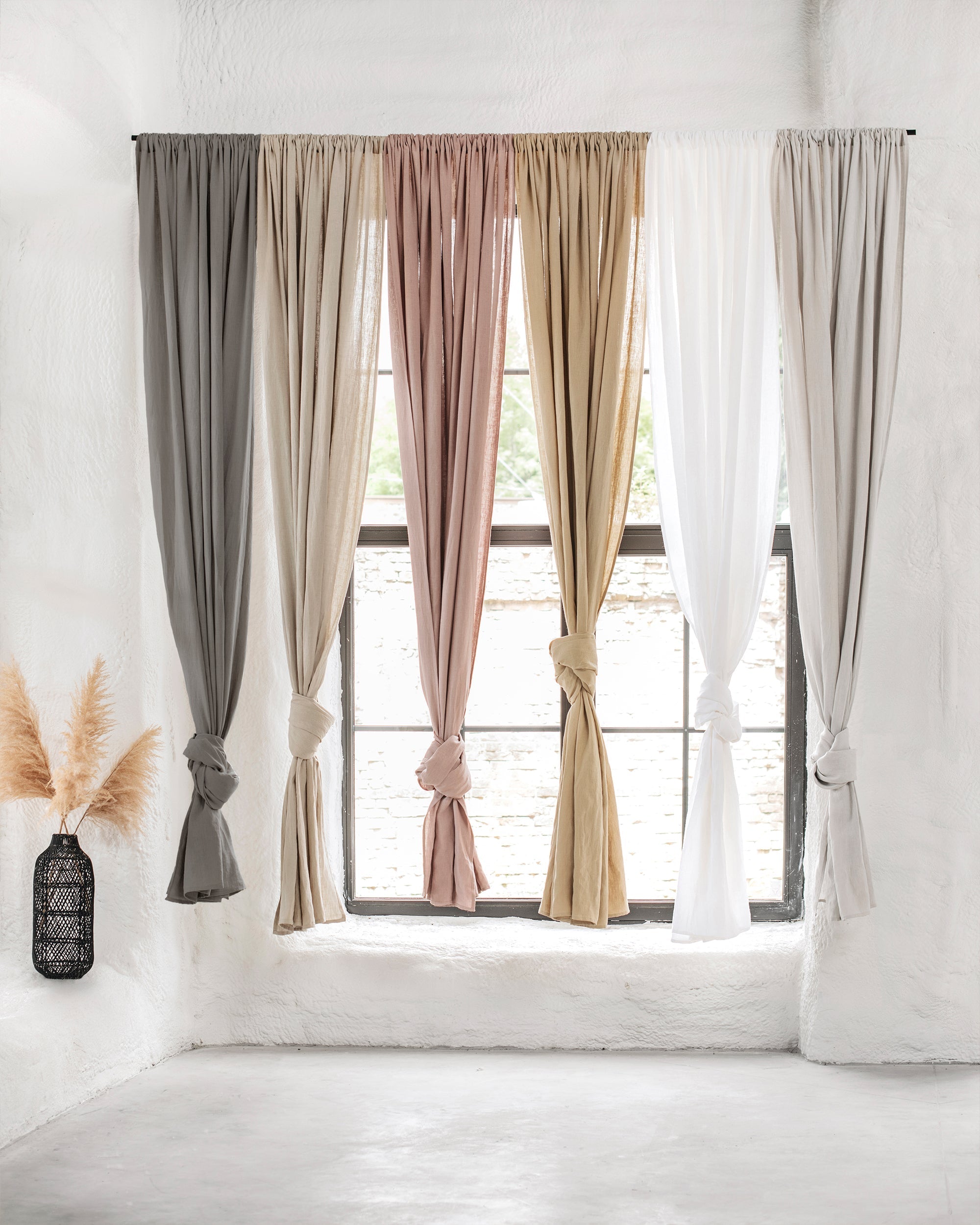 Rod pocket linen curtain panel (1 pcs) in Natural linen
