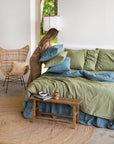 Sage linen-cotton duvet cover set (3 pcs)