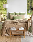 Sage linen-cotton pillowcase
