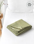 Sage linen-cotton flat sheet