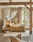 Sandy beige linen fitted sheet