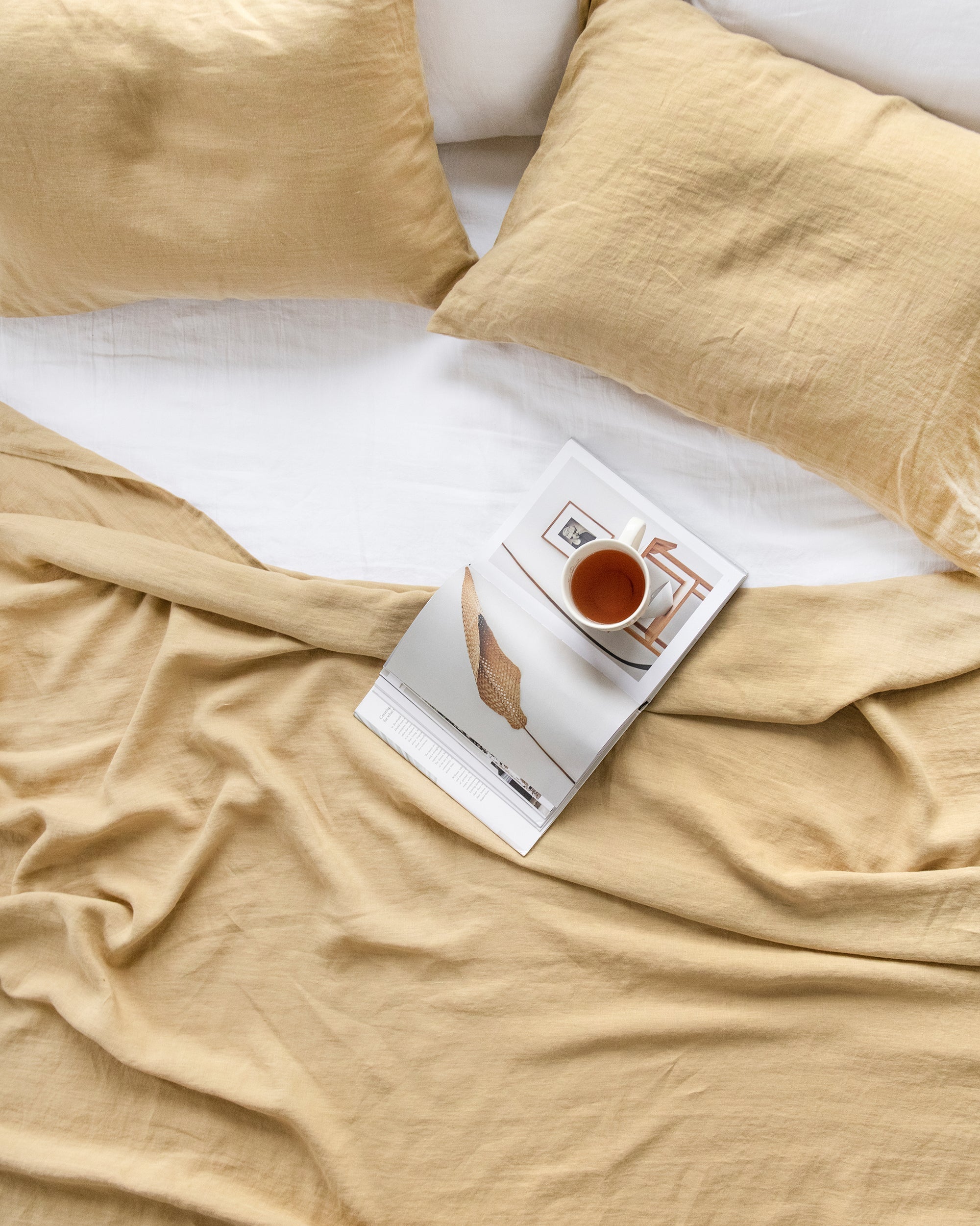 Sandy beige linen flat sheet