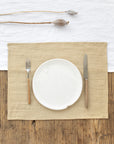 Sandy beige linen placemat set of 2