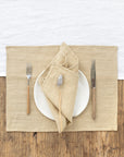 Sandy beige linen placemat set of 2