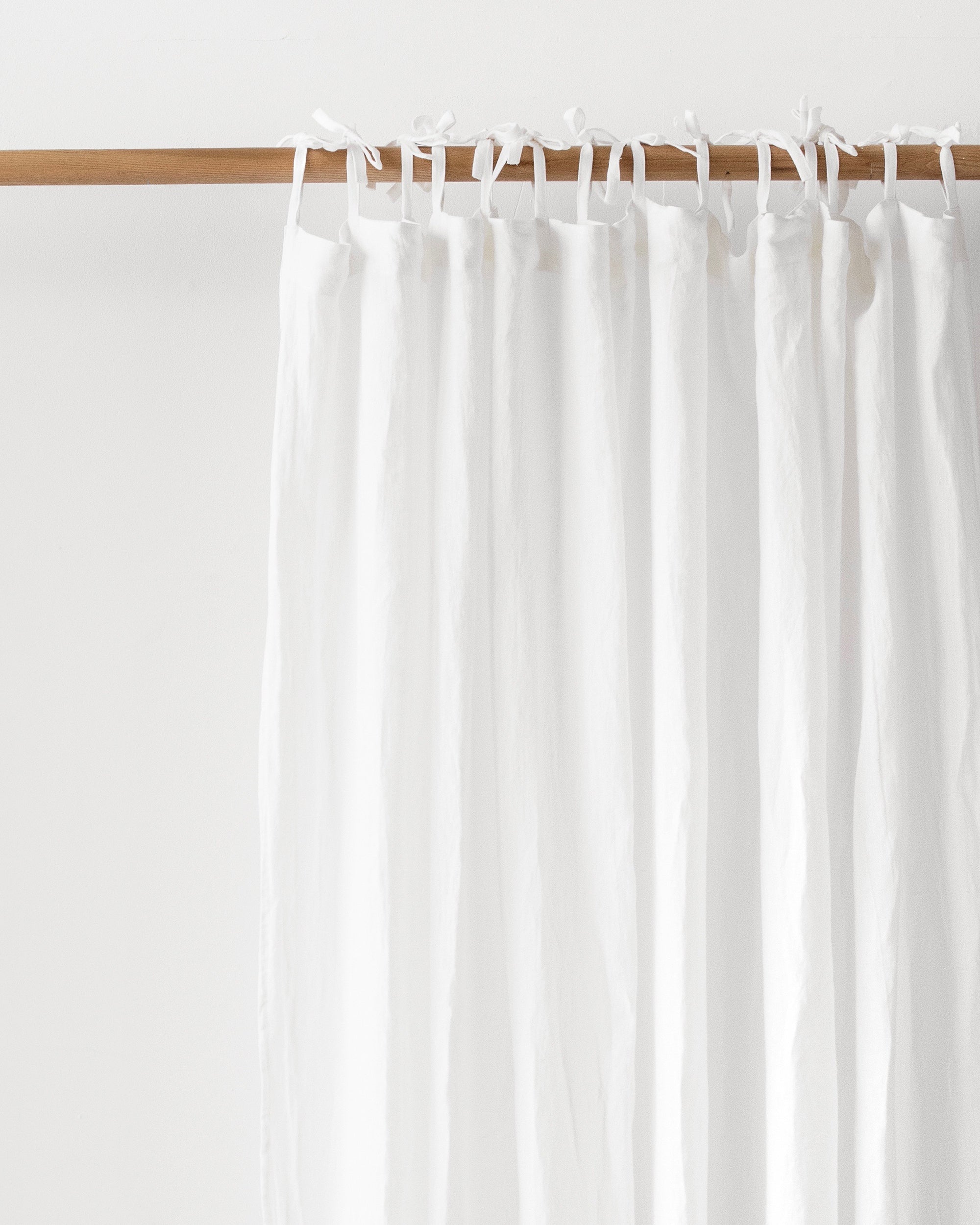 Tie top linen curtain panel (1 pcs) in White