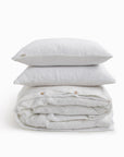 Optical white reversible waffle linen duvet cover set (3 pcs)