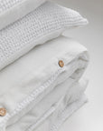White reversible waffle linen duvet cover set (3 pcs)