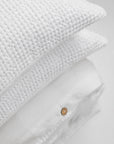 White reversible waffle linen duvet cover set (3 pcs)