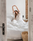 White reversible waffle linen duvet cover set (3 pcs)