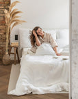 Optical white reversible waffle linen duvet cover set (3 pcs)