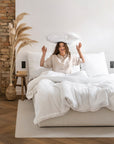 Optical white reversible waffle linen duvet cover set (3 pcs)