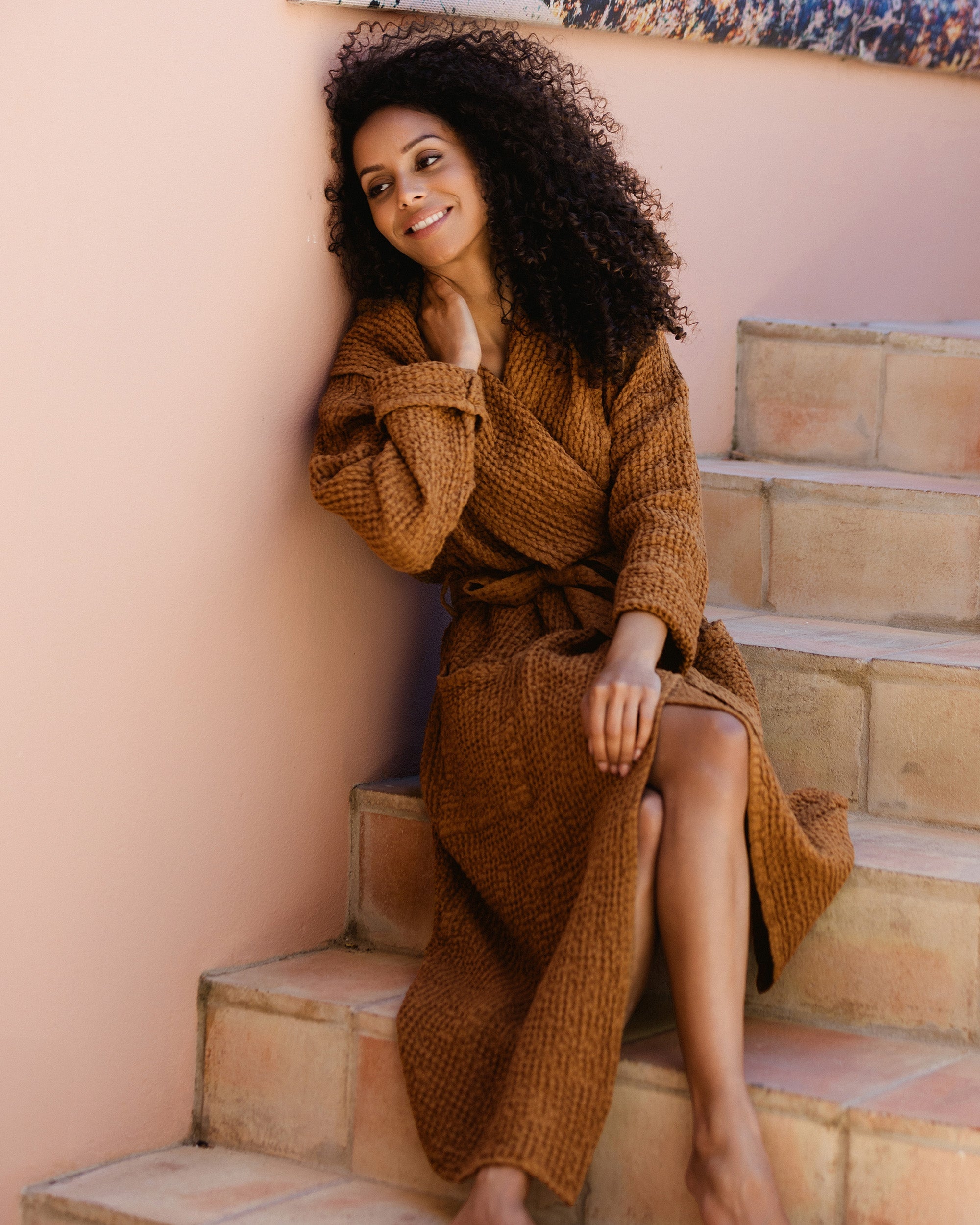 Women's waffle bath robe