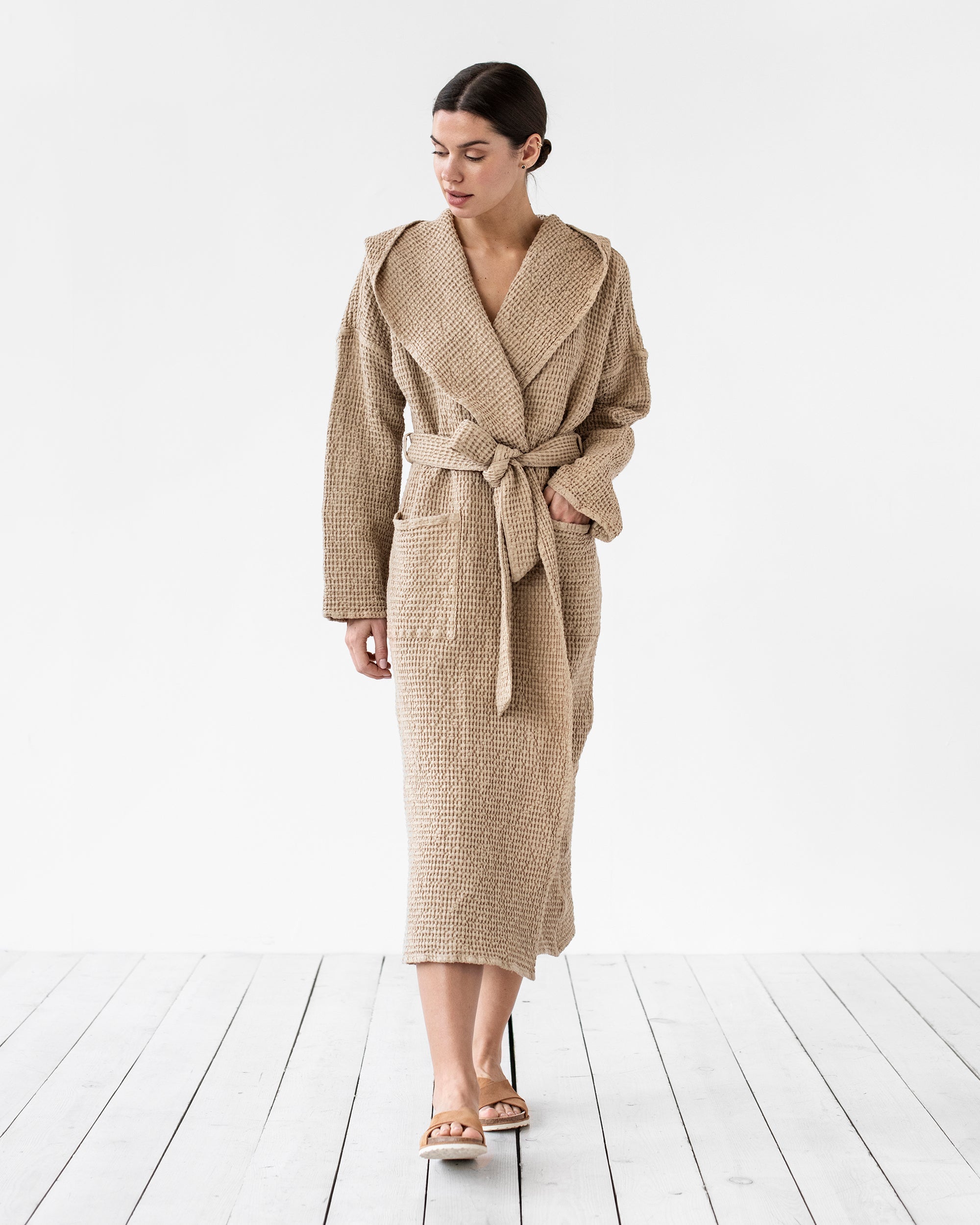 Women's waffle bath robe