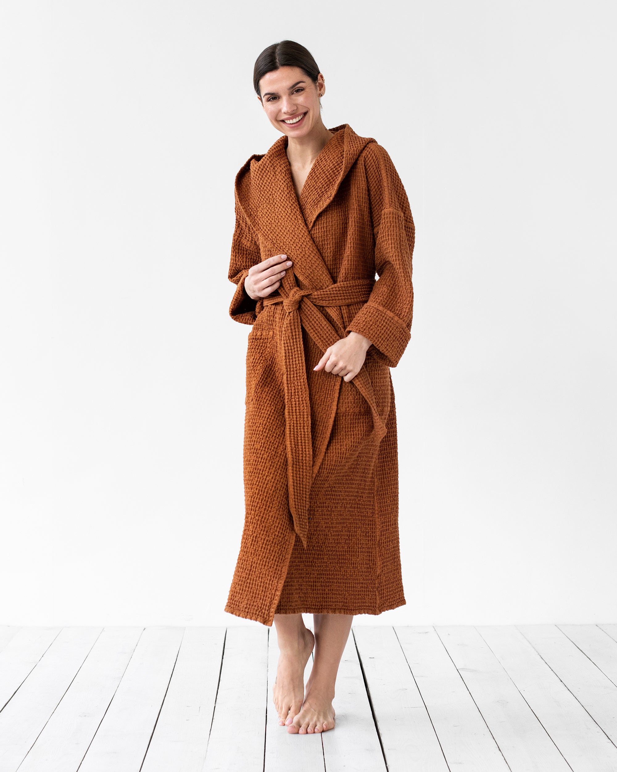 Women's waffle bath robe