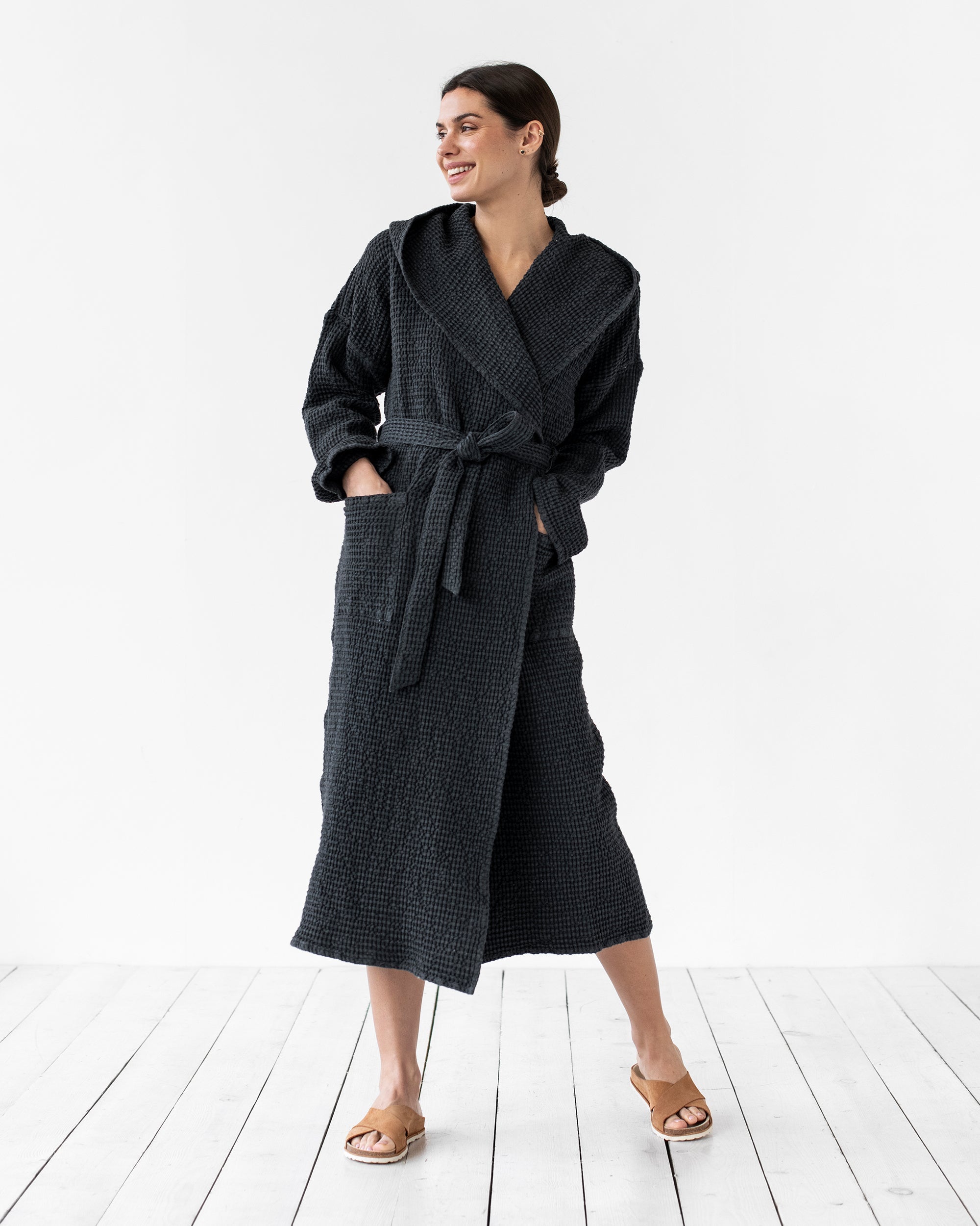 Women's waffle bath robe