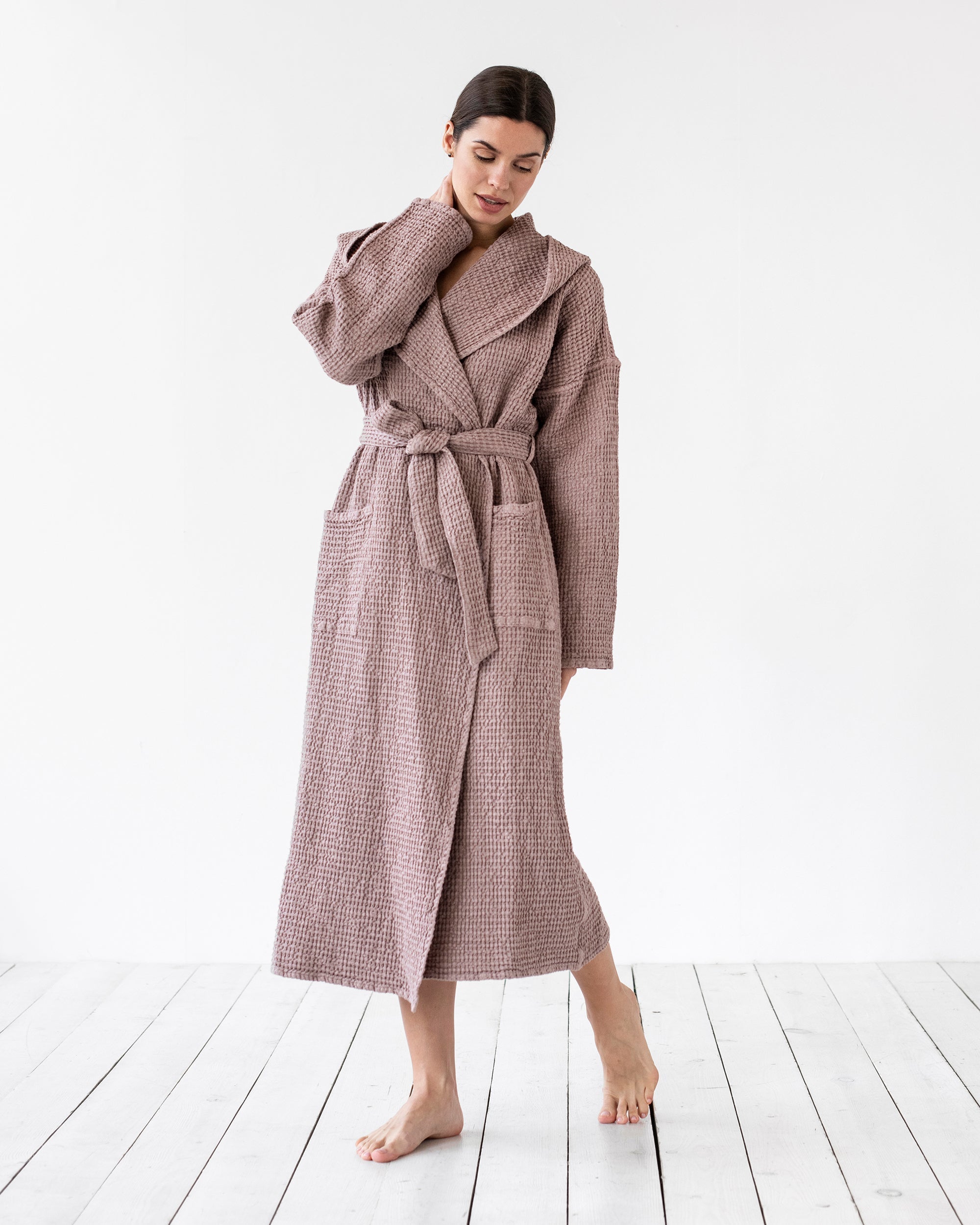 Women's waffle bath robe