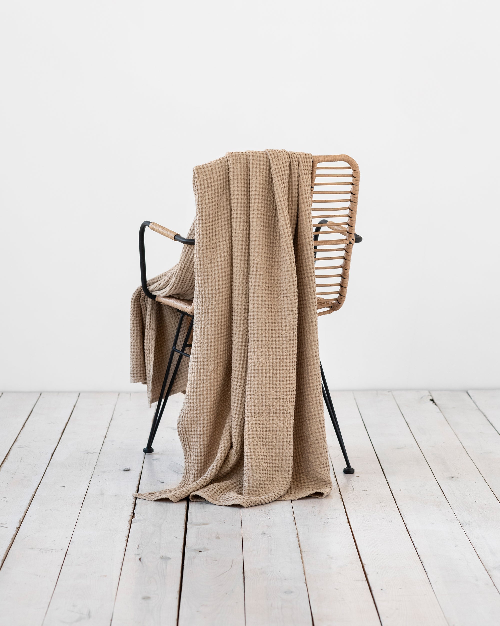 Beige waffle throw