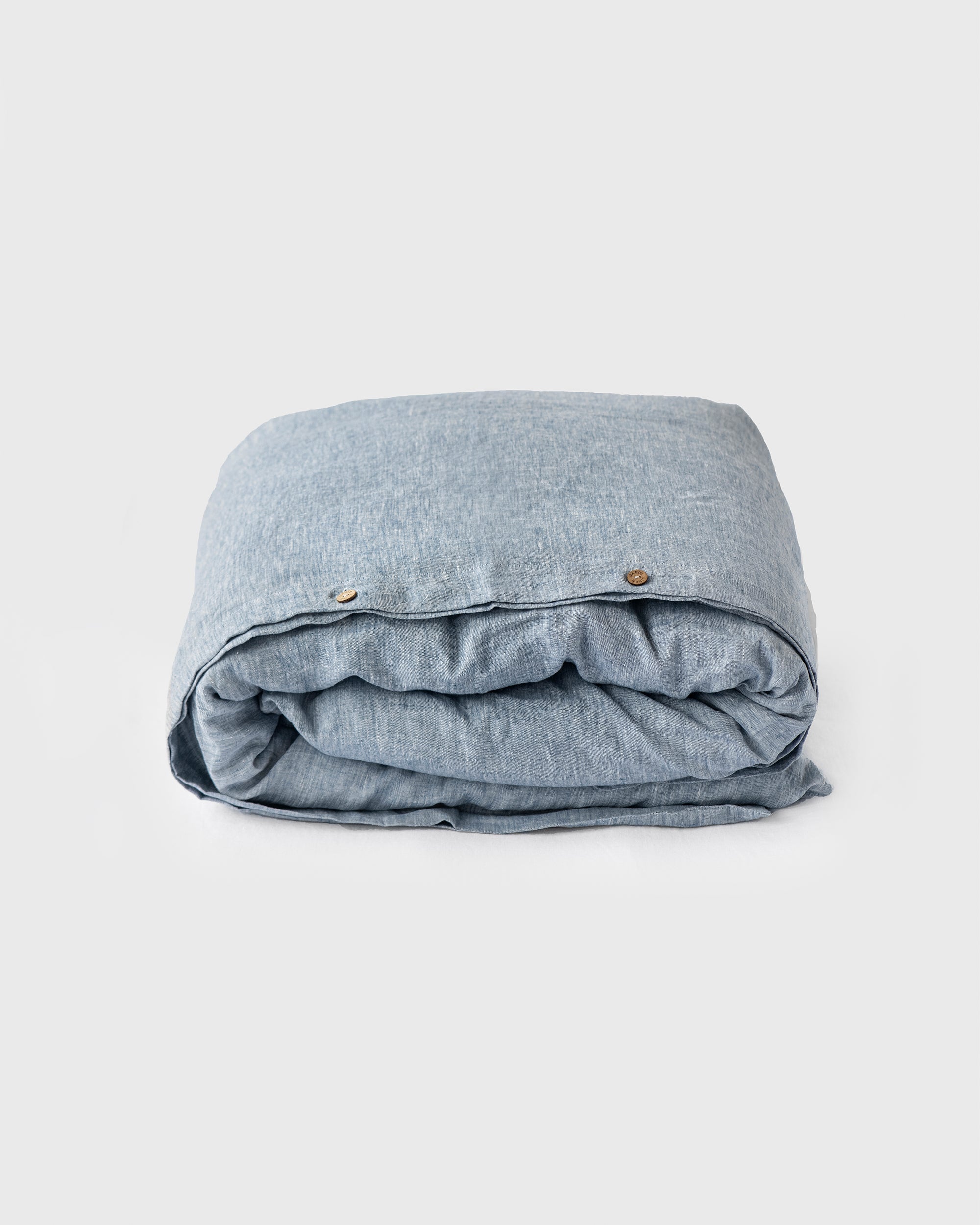 Blue melange linen duvet cover